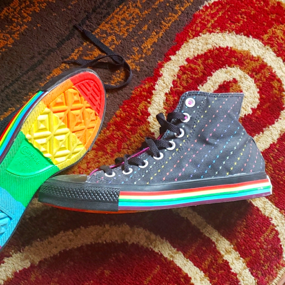 Size 8.5 Pride Converse sneakers high tops